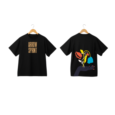 Black Printed Artpiece Shirt For Genz