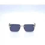 Cartier 3031 Brown Gold Rimless Sunglasses Blue 1