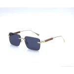 Cartier 3031 Brown Gold Rimless Sunglasses Blue