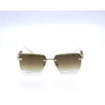 Cartier 3031 Brown Gold Rimless Sunglasses Brown 1