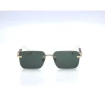 Cartier 3031 Brown Gold Rimless Sunglasses Green 1