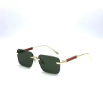 Cartier 3031 Brown Gold Rimless Sunglasses Green